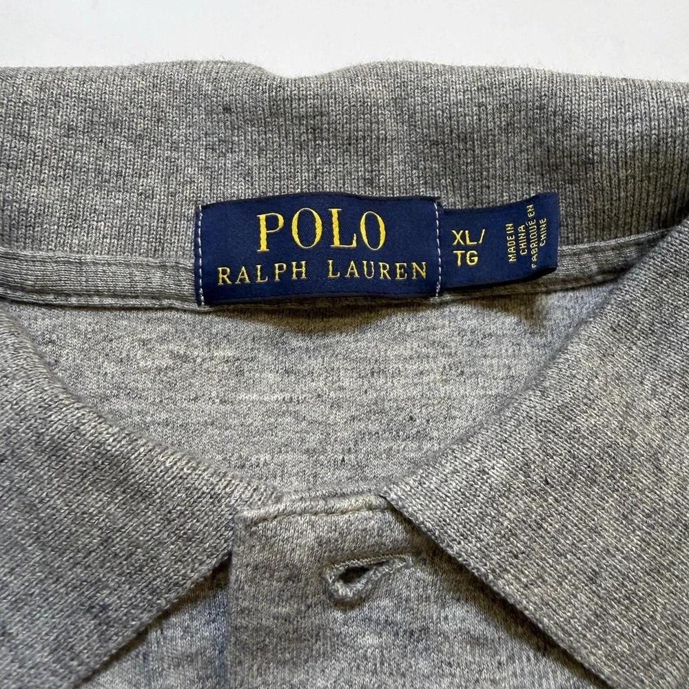 Polo Ralph Lauren Shirt Mens XL Gray‎ Short Sleeve Side Slit High Low Hem Preppy